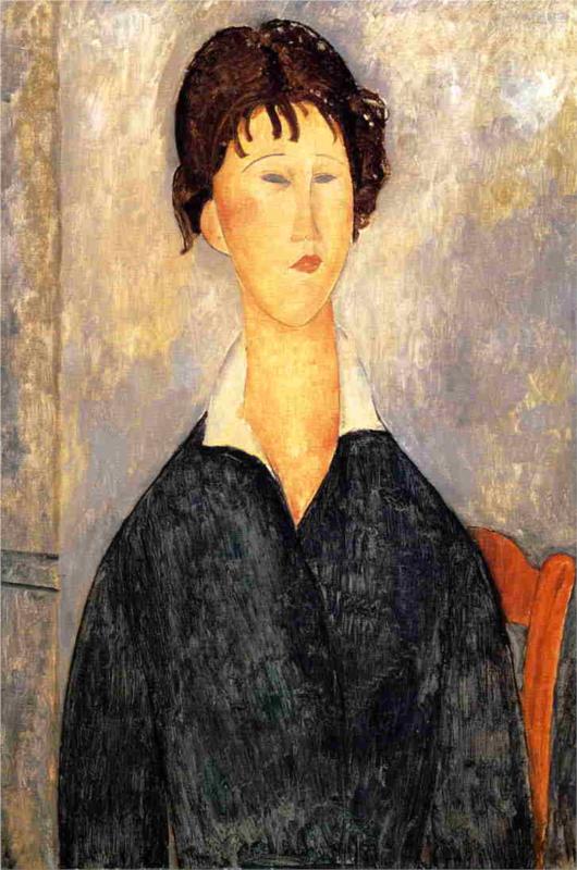 Portrait of a Woman with a White Collar - Amedeo Modigliani Paintings